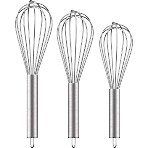 3 Pack Stainless Steel Whisks Wire Whisk Set Kitchen wisks for Cooking, Blending, Whisking, Beating, Stirring