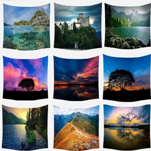 Green Forest Psychedelic Tapestry Home Decorations Wall Fabric River Beach Wall Hanging Tapestry Blanket Tapestries Home Decor