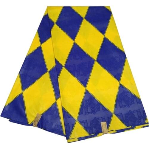 Yellow Blue Geometric Printed African Wax Fabric Nigeria Ankara Guaranteed Veritable Real Wax for Party Dresses