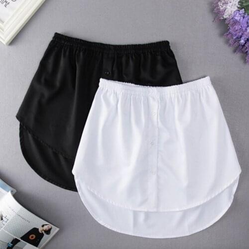 Women Fake Shirt Tail Irregular Skirt False Blouse Tail Hem Cotton Detachable Underskirt