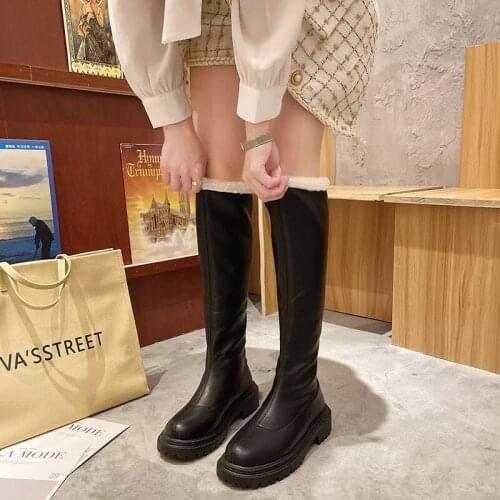 Womens boots, but the knee 2021 new autumn and winter Korean version of the back zipper high boots thick-heeled thick-soled Kor