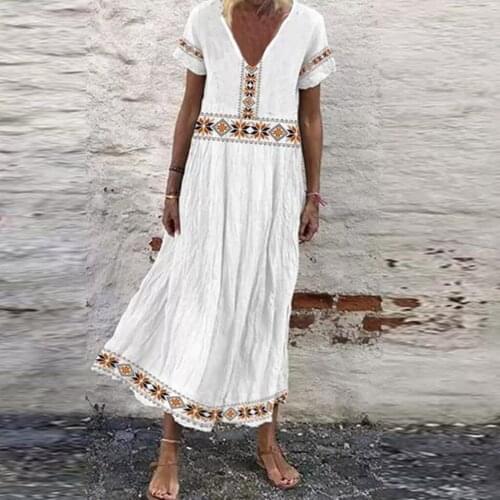 2021 Bohemian Women Dress Summer Sundress Ladies Floral Print Long Maxi Vestidos Vintage Ruffles Elegant Dresses Beach Robe