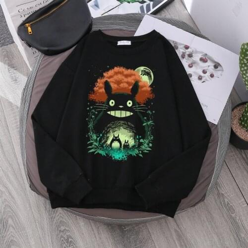 Totoro Harajuku Gothic Summer anime Cartoon Print Girls Pullover Autumn Long Sleeve Hoodies Plus Size Loose Women Sweatshirts