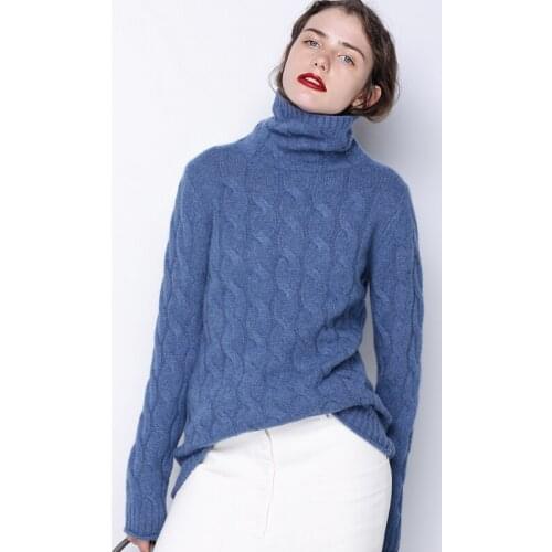 Womens Winter Long Thick Cashmere Sweater Women Ugly Christmas Turtleneck Sweater Pullover Female Cable Knitted Warm Jumper Top