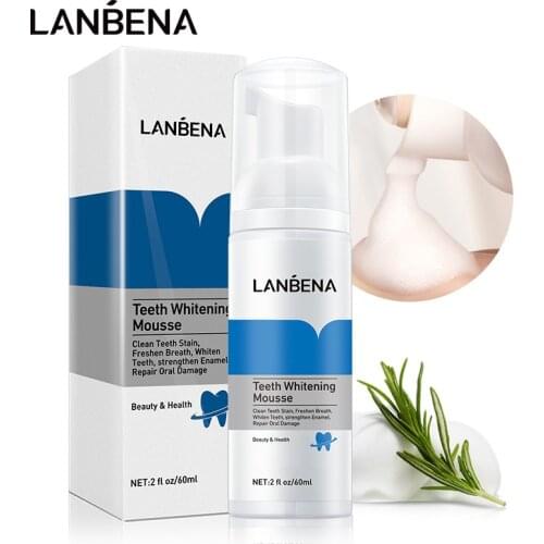 LANBENA Teeth Whitening Mousse 60ml Whiten Tooth Toothpaste Remove Stain Yellow Tooth Brightening Oral Hygiene Care Dental Tools