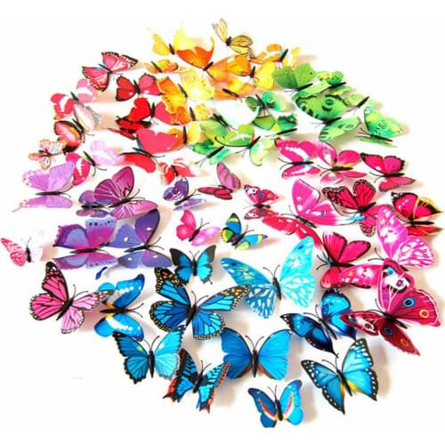 12Pcs/Lot 3D PVC Butterfly Wall Sticks Art Home Decor DIY Room Magnetic Vinyl Removable Sticker Decals New