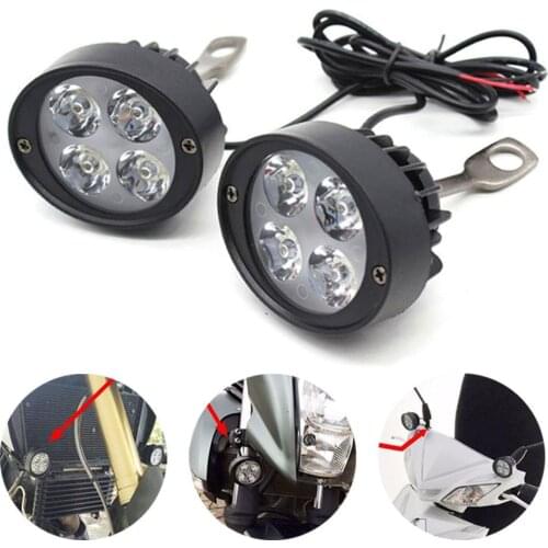 2Pcs LED Motorcycle Headlight Mirror Mount Driving Fog Spot Head Light Spotlight Lamp WIth 1Pc Switch