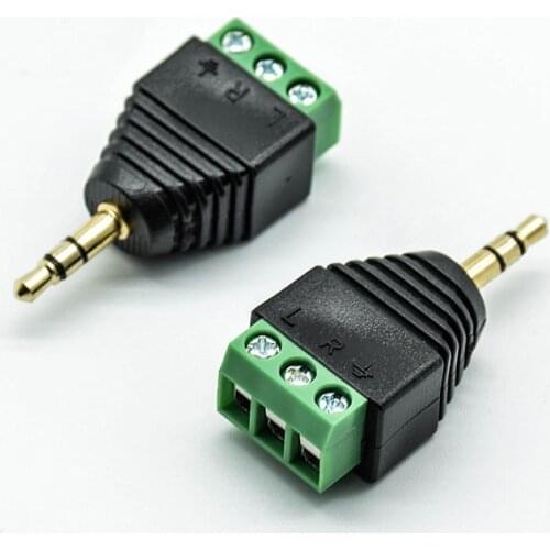2PCS Video AV Balun 3.5mm 4 Pole Stereo Male To AV Screw Terminal Stereo Jack 3.5 Mm Male 4 Pin Terminal Block Plug Connector