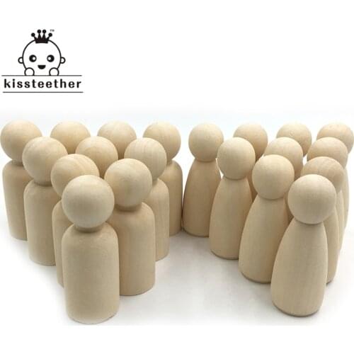 20pcs Men Woman Mixed Plain Blank Natural Wood People Peg Dolls Unpainted Figures Wedding Cake Family Peg Dolls Christmas Gift