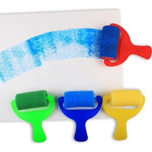 4pcs/pack Sponge Paint Roller Brush Plastic Handle Set Kid Art Star Craft Painting Tool Children Early Education Drawing Toy