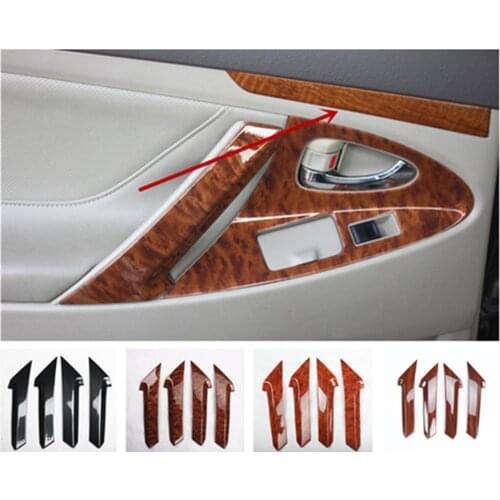 4pcs/lot ABS wooden grain Interior door shake handshandle decoration cover for 2006-2011 Toyota camry MK6