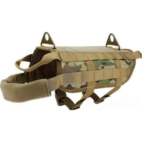 600D Nylon Adjustable Tactical Service Dog Vest Waterproof Military Training Patrol Hunting Dog Harness Molle Vest With Handle