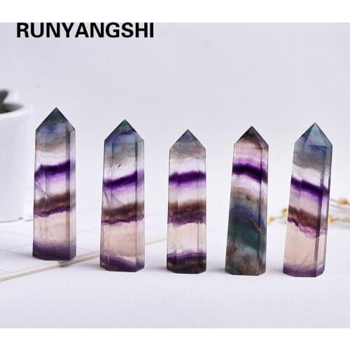 7-9cm Natural coloured fluorite crystal point healing crystal wand and feng shui chakra stones polished crystals