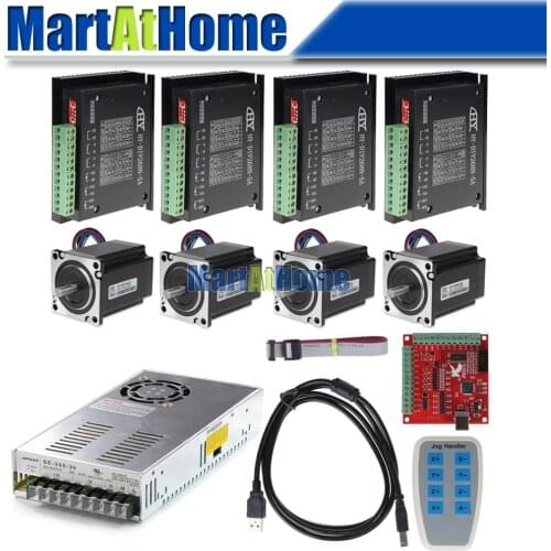 ARGEDO USB Mach3 CNC Router 3/4 Axis 2Nm Stepper Motor Driver Kit with 360W 36V 10A Power Supply 100KHz 110V/220V Switchable