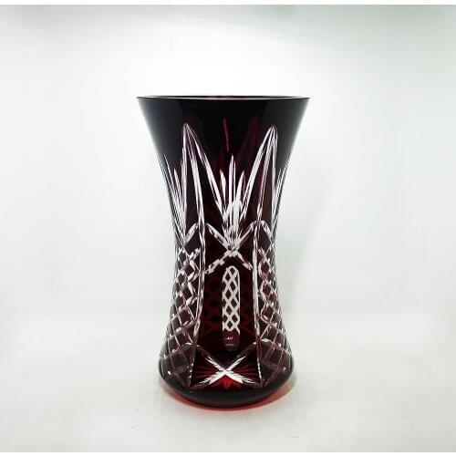 Bohemian Czech Glass Elegant Cobalt Blue Cut To Clear Crystal Art Deco Flower Vase