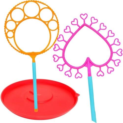 Big Bubble Wand Set - 2 Bubble Maker Toy with 1 Tray , Fun Outdoor and Indoor Activity Birthday Party Favors for Kids and Adults