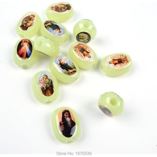 Big Plastic Oval Bead 24*19 mm With Color Catholic Figures