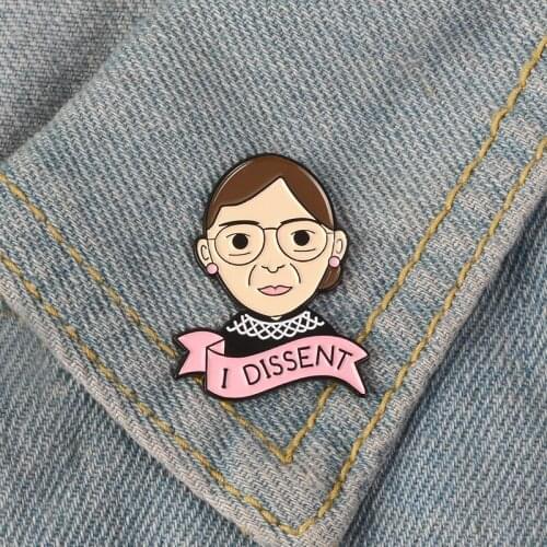 Ruth Bader Ginsburg Pin I Dissent RBG Enamel Pin Badge Cartoon Figure Brooch Lapel Pin Brooches for friends Women Girl Jewelry