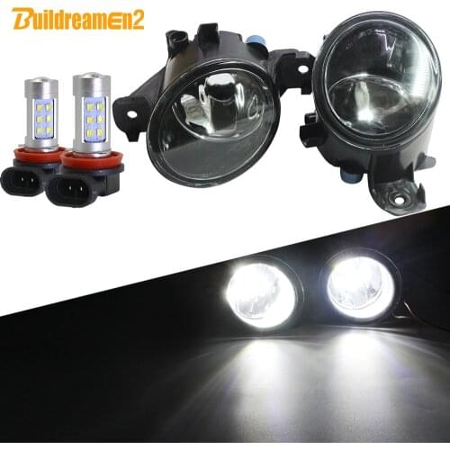 Buildreamen2 For Nissan Primera P12 2002-2015 Car H11 Fog Light Kit Lampshade + Bulb Daytime Running Light DRL 12V Accessories