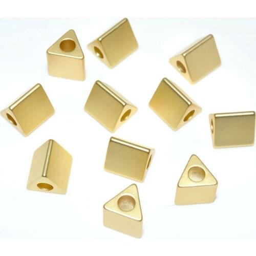 New Arrival Triangle Shape Gold Plating Matt Loose Beads 2.5mm Big Hole Metal Copper Beads DIY Jewelry Making Findings 20pcs