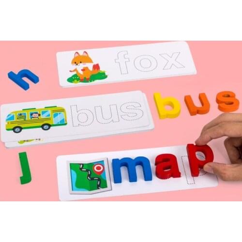 Kid Wooden English Letter Cognition Cards Blocks Spelling Game Early Education Toy Developing intelligence Educational toys 2021