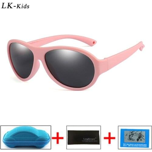 LongKeeper TR90 Kids Polarized Sunglasses Boys Girls Oval Sun Glasses UV400 Children Flexible Silicone Gafas With Box Gift Set