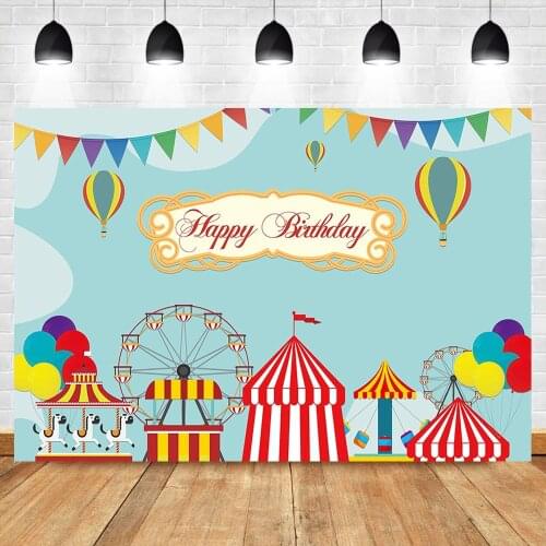 NeoBack Happy Birthday Photography Backdrop Playground Childrens Birthday Party Banner Backdrop Balloon Circus Photo Background