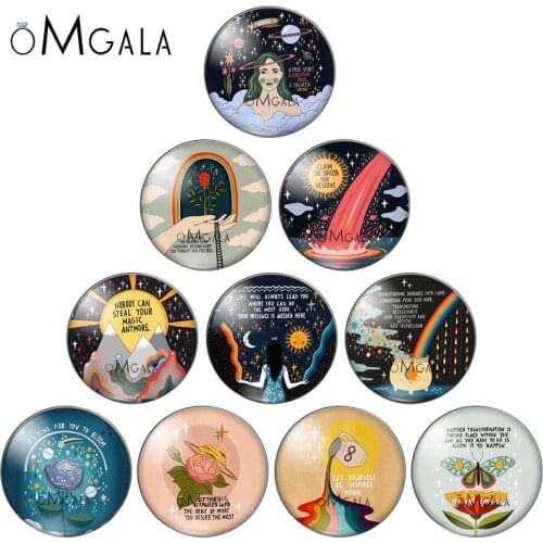 Inspirational phrase illustrations 10mm/ 12mm/14mm/16mm/18mm/20mm/25mm Round photo glass cabochon demo flat back Making findings