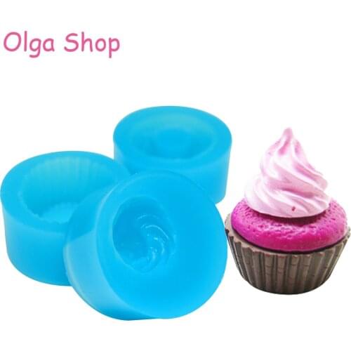 GYL156, GYL157, GYL158 3D Cupcake Silicone Mold 3 Pcs 1 Set Cake Mold Key Ring Jewelry Pendant Resin Fondant Candy Chocolate