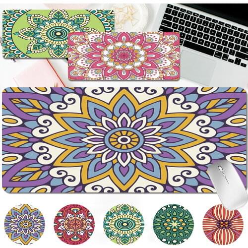Mandala Pattern Gaming Mouse Pad Non-slip PC Computer Mousepad 30x80CM/30x60CM PU Leather Office Computer Keyboard Mat Desk Mat