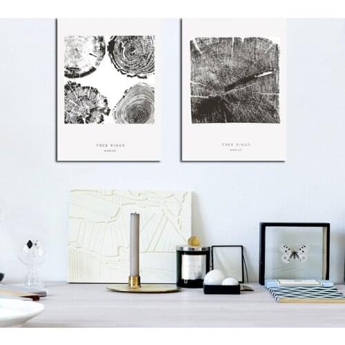 Nordic Modern Style Black And White Tree Annual Ring Posters Home Decor Canvas Painting Print Wall Picture for Living Room