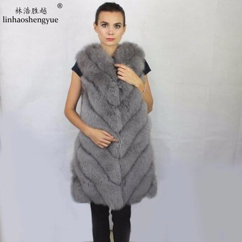 Linhaoshengyue 2017 Hot Selling Real Fox Fur Women Vest Winter Warm Freeshipping