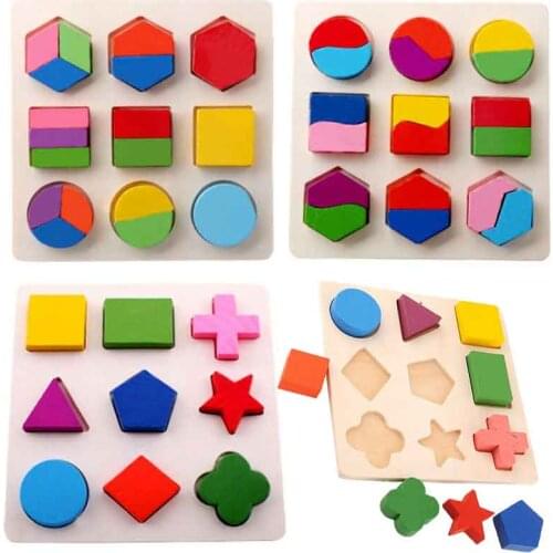 Hot Selling Kids Baby Wooden Learning Geometry Educational Toys Puzzle Montessori Early Learning