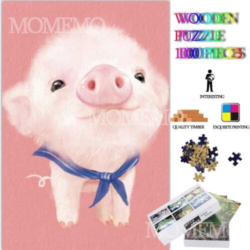 Little Pig Jigsaw Puzzles Toys for Adults Cute Animal Painting 1000 Pieces Wooden Jigsaw Puzzle Toys DIY Assembly Wooden Puzzle