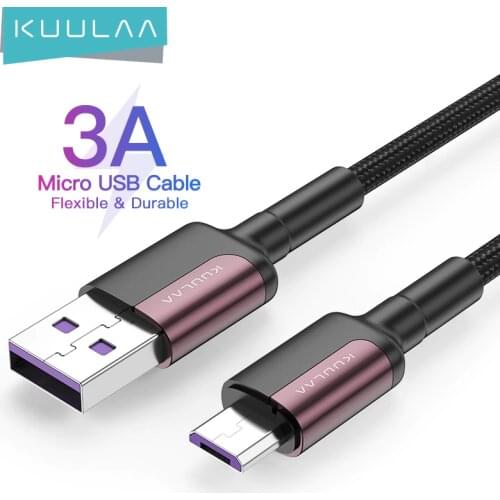 KUULAA Micro USB Cable 3A Nylon Fast Charge USB Data Cable for Samsung Xiaomi LG Tablet Android Mobile Phone USB Cord