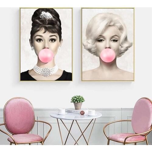 Fashion Sexy Woman Girl Bubble Retro Wall Art Canvas Painting Nordic Poster And Prints Wall picture For Living Room Modern Decor