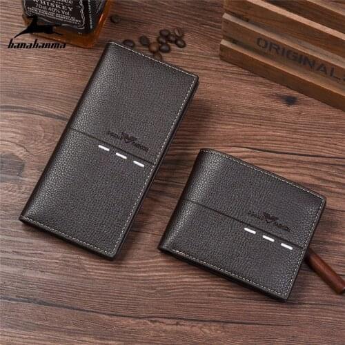Men wallet long clutch business thin Cards holder purse brown black male carteira masculina couro pocket wallets Coin bag purse