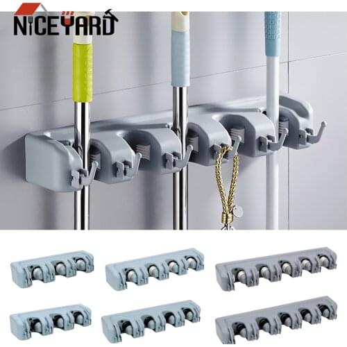 NICEYARD Wall Mounted Multi-Functional Broom Holder Tool Magic Plastic Mop Holder Bathroom Kitchen Storage 3 Styles