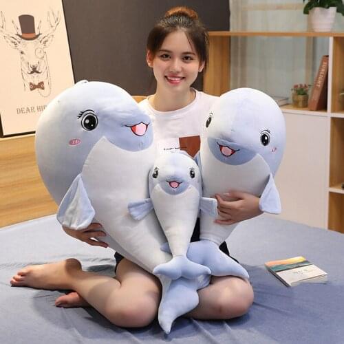 40-80cm Cute Cowfish Plush Toy Stuffed Lovely Dolphin Animal Cushion Kawaii Office Nap Pillow Kids Doll Christmas Gift for Girls