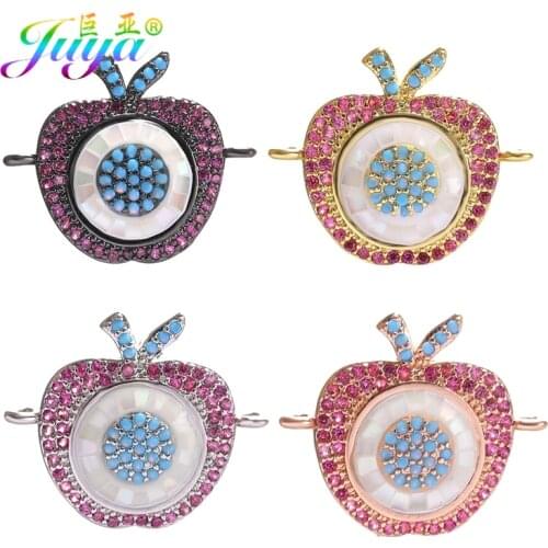 Juya DIY Opal Shell Apple Turkish Evil Eye Charms For Needlework Greek Eye Pendant Jewelry Making Accessories Supplies