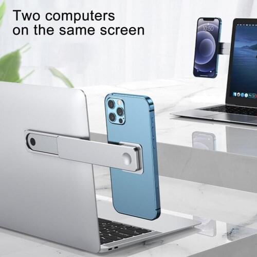 Aluminum Alloy Practical Notebook Side Mount Phone Holder Mini Laptop Magnetic Holder Stable for Home
