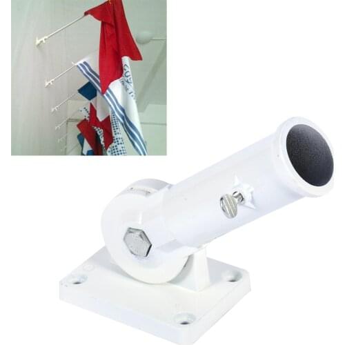 Adjustable Flag Pole Holder Wall Mount Adjustable Holder Bracket White Metal Flag Pole Windsock Base with Screws Metal