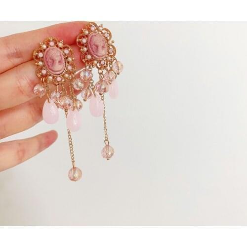 Korea Pearl Flowers Drop Earrings for Women Tassel Crystal Water Drop Pendant Earrings Jewelry Gifts Wholesale