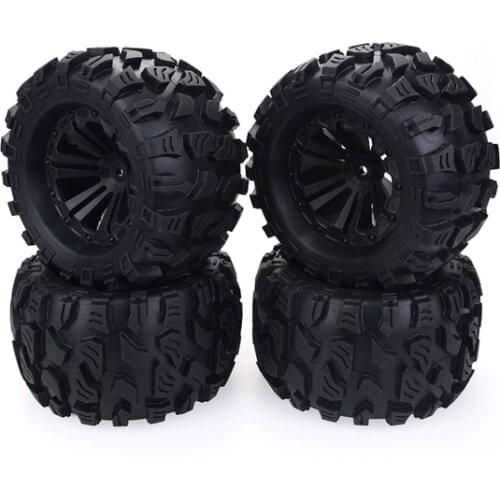 4PCS 125mm 1/10 Monster Truck Tire & Wheel Hex 12mm for Traxxas Tamiya Kyosho HPI HSP Savage XS TM Flux LRP