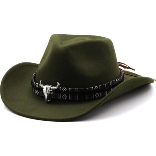 New Winter Retro Womens Mens Wool Western Cowboy Hat Fashion Wide Brim Gentleman Jazz Bowler Cap Sombrero Cap