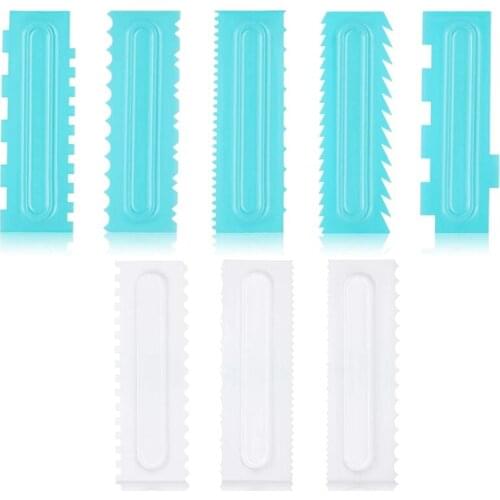 8 Pieces Cake Scraper Icing Smoother Plastic Sawtooth Scraper Icing Comb Icing Smoother For Cake Decorating Butter Cream-ABUX