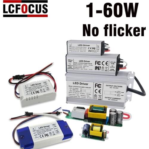 Flicker-Free Lighting Transformer 1W 3W 5W 10W 20W 30W 36W 50W 100W LED Driver For 1 -100 W Watt Lamps