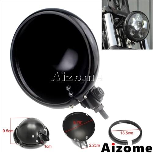 Universal Motorcycle 5.75" Headlight Light Bulb Bucket Housing For Harley Dyna Sportster XL FXD Custom 5-3/4" LED Headlamp Shell