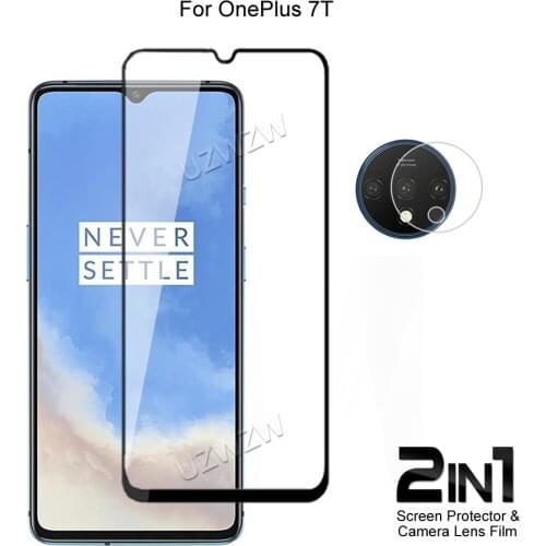 For OnePlus 7T Front Screen Protector Protective Tempered Glass & Camera Lens Film