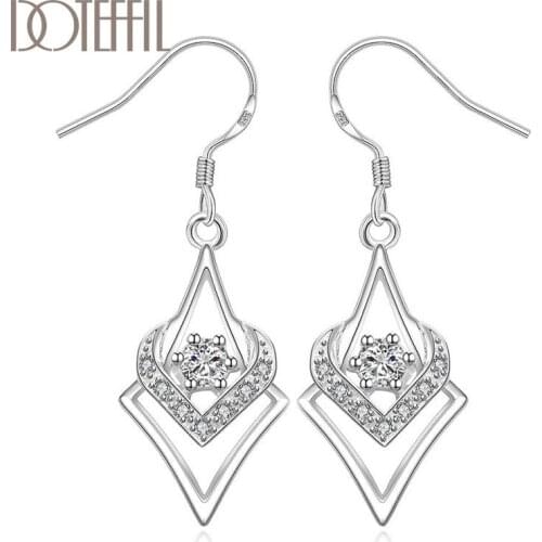 DOTEFFIL 925 Sterling Silver AAA Zircon Geometry Earrings Charm Women Jewelry Fashion Wedding Engagement Party Gift